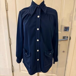 VTG pointed collar Navy Blue lightweight jacket NPC fashions estimated medium